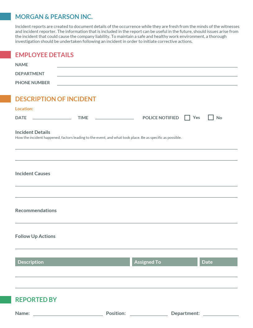How To Write An Effective Incident Report [Examples + For First Aid Incident Report Form Template