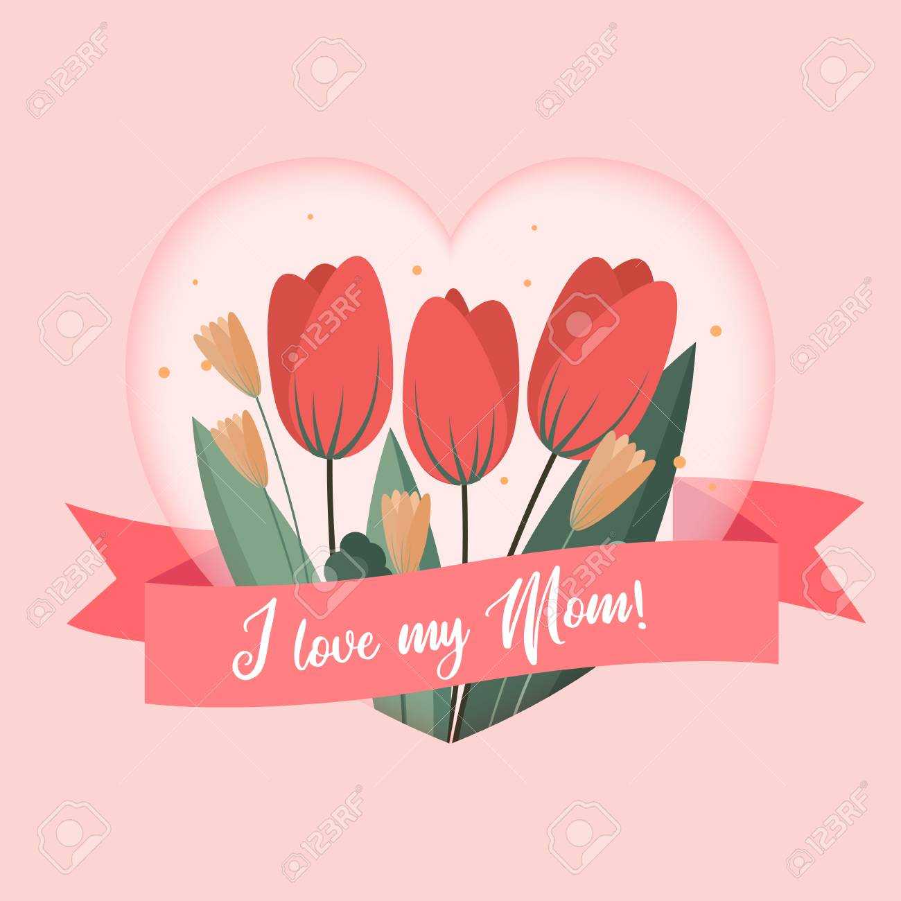 I Love My Mom Greetings Card Template. Background Design To Mothers.. Throughout Mom Birthday Card Template