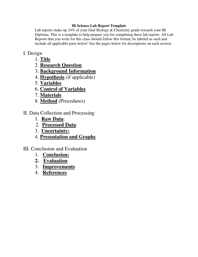 Ib Biology Lab Report Template Intended For Science Lab Report Template