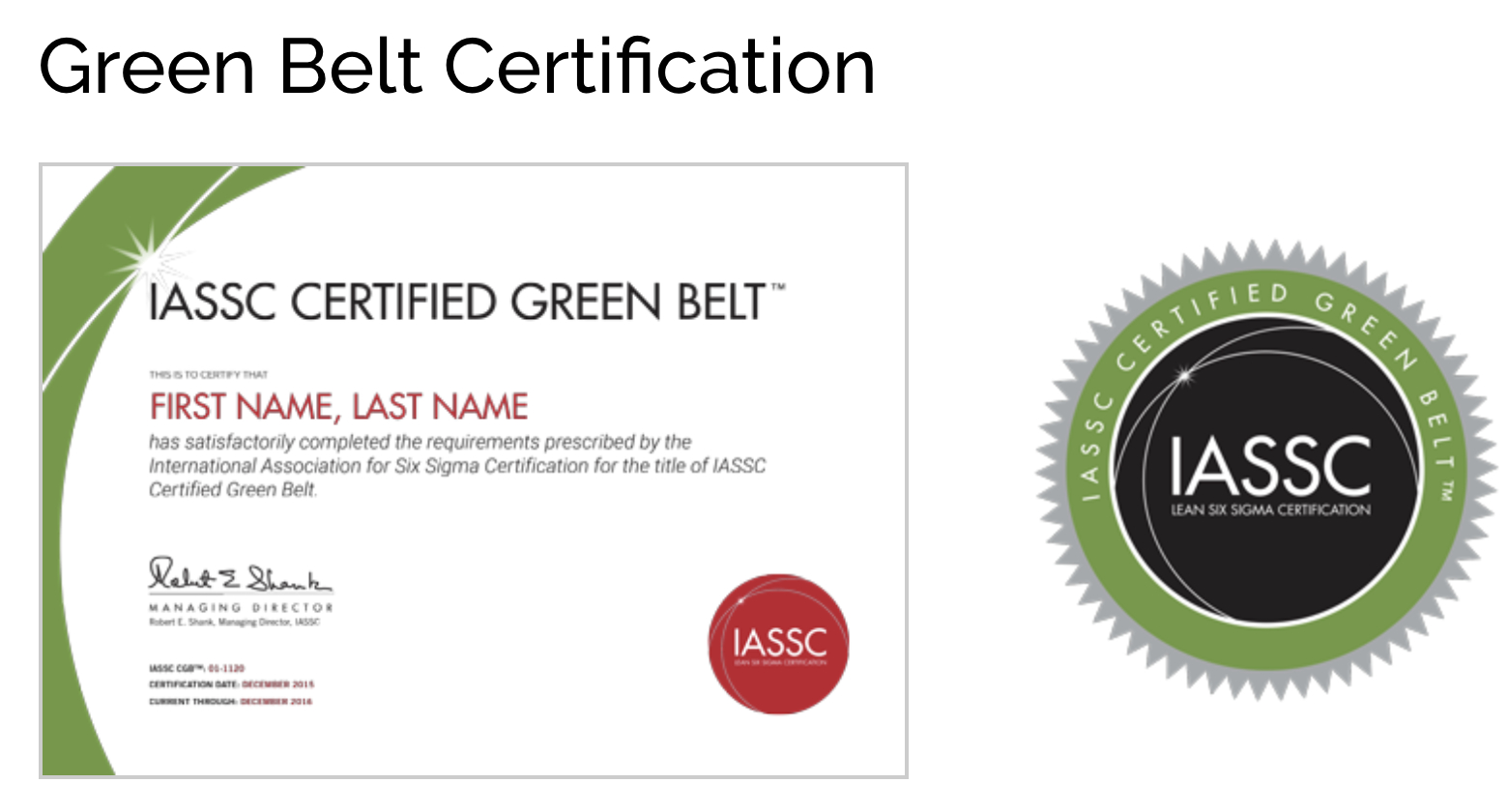 Green Belt Certificate Template