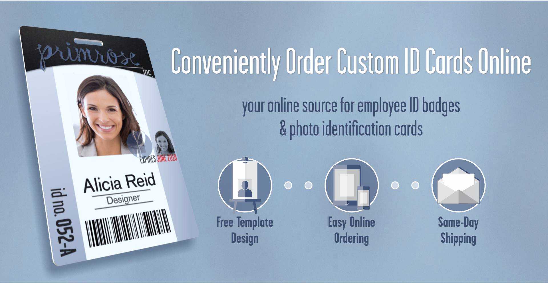 Id Badges & Cards Ordered Online With Free Design | Instantcard With Regard To Photographer Id Card Template