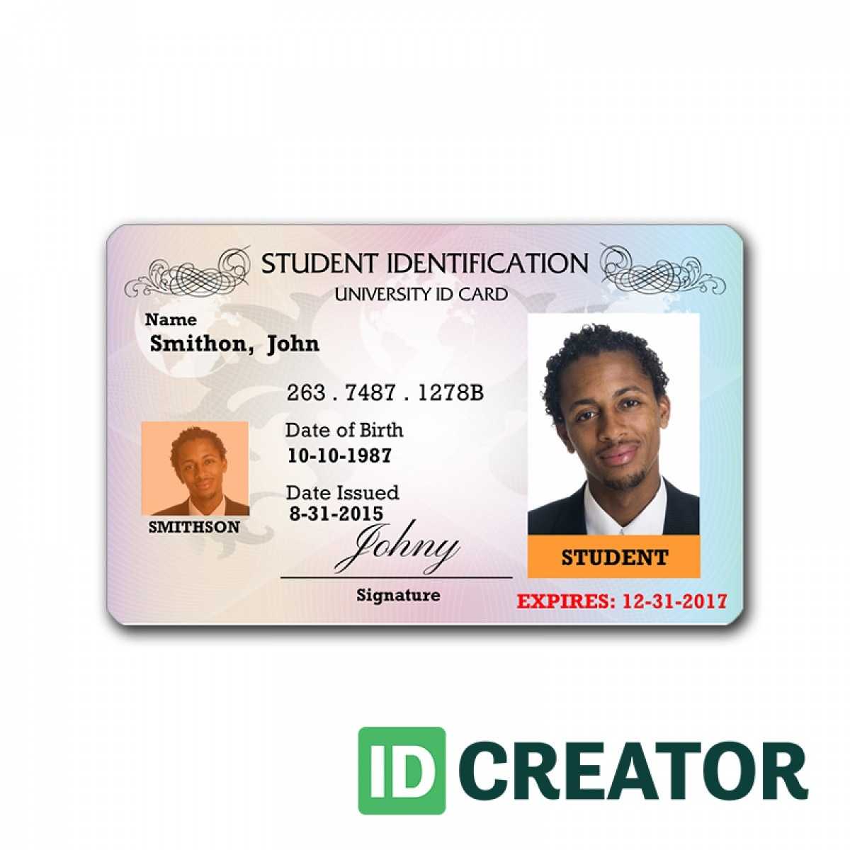 Id Card Template | Madinbelgrade Within Sample Of Id Card Template