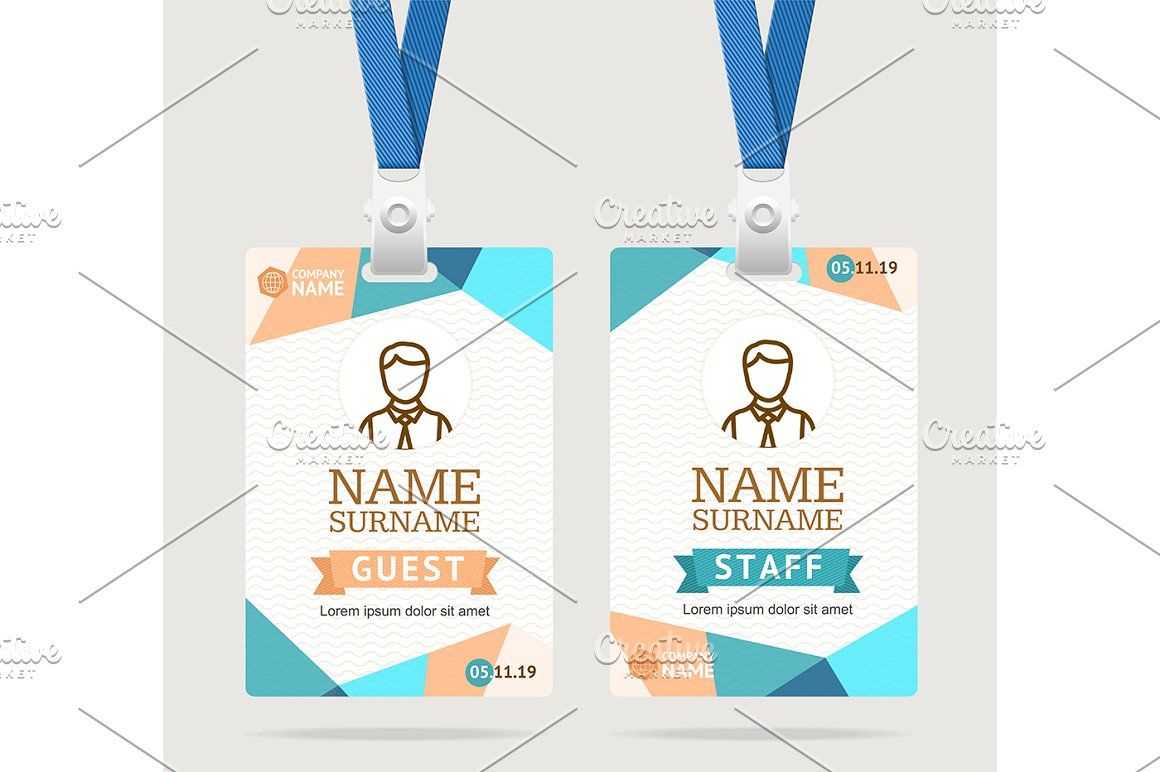 Id Card Template Plastic Badge Id Card Template Abstract Intended For Conference Id Card Template