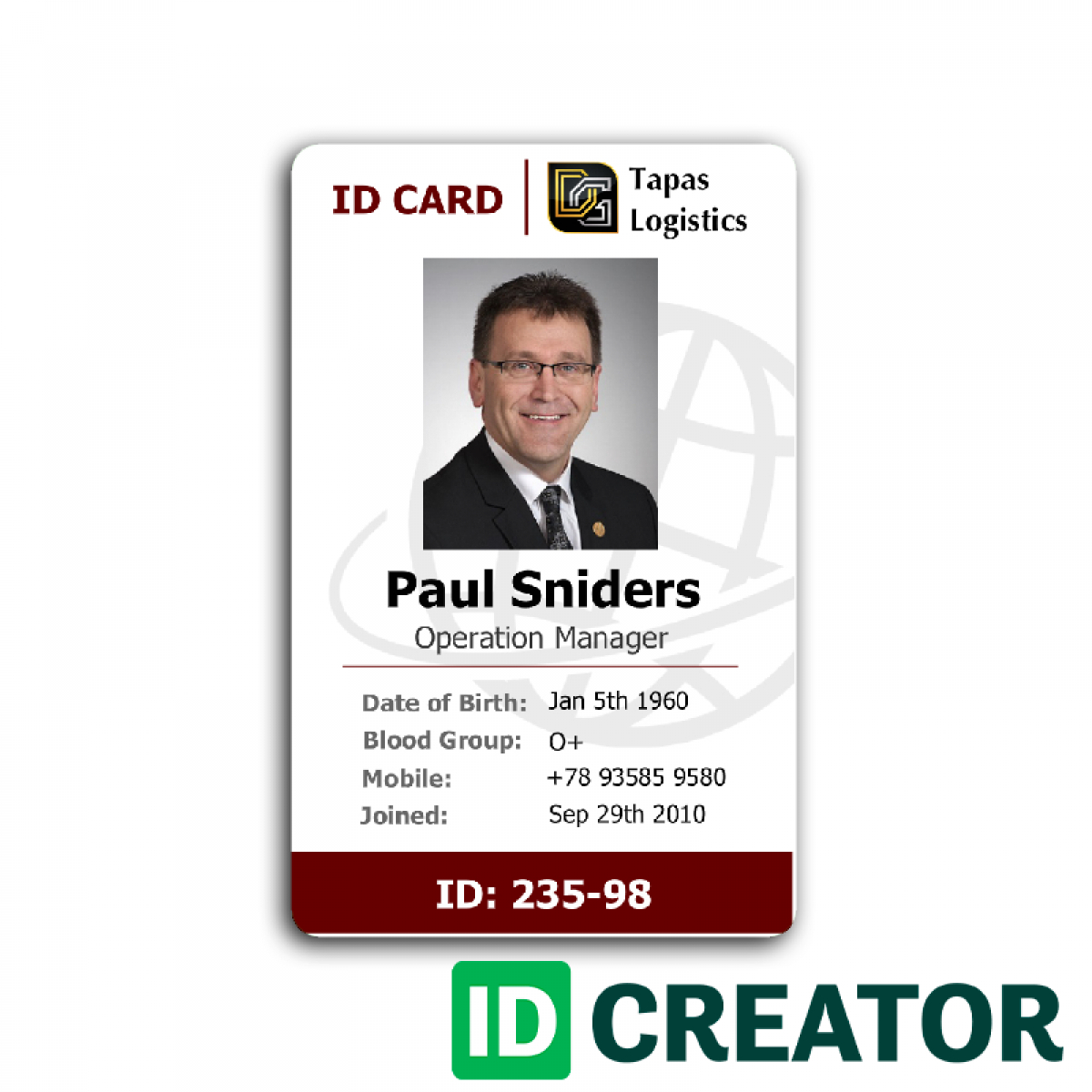 Id Card Template Recent Visualize 1 Front Of Id Employee 232 Intended For Employee Card Template Word