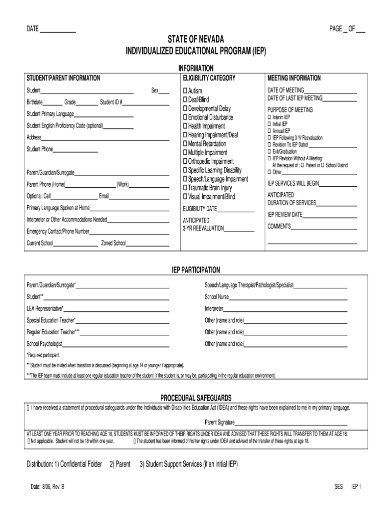 Iep Forms Fill Online Printable Fillable Blank Pdffiller In Blank Iep Template 8154