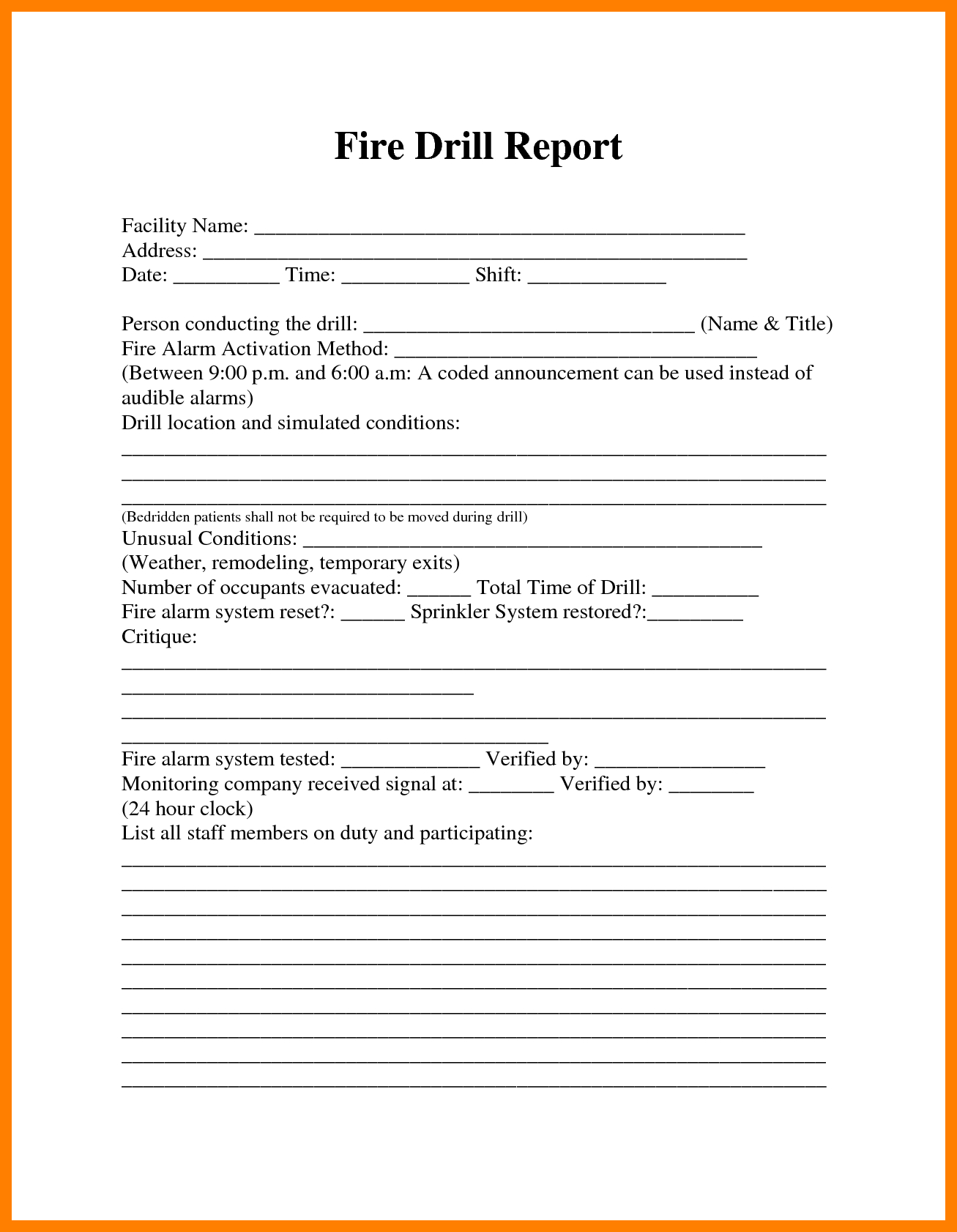 Image Result For Fire Drill Procedures For Summer Camp Regarding 