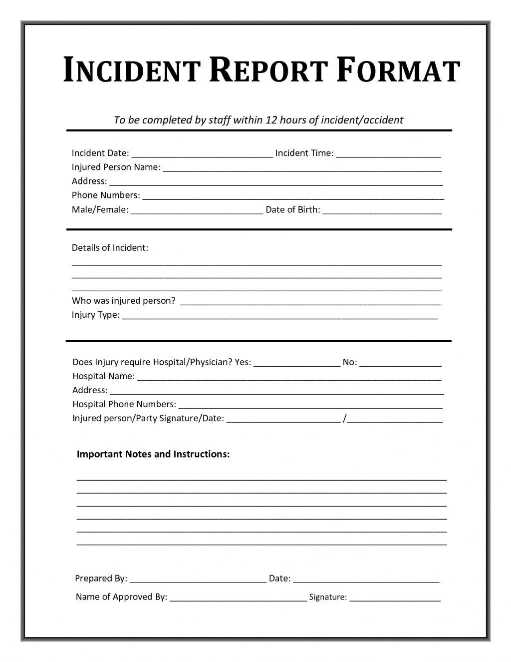 Incident Report Form Template Microsoft Excel Templates In Hazard Incident Report Form Template