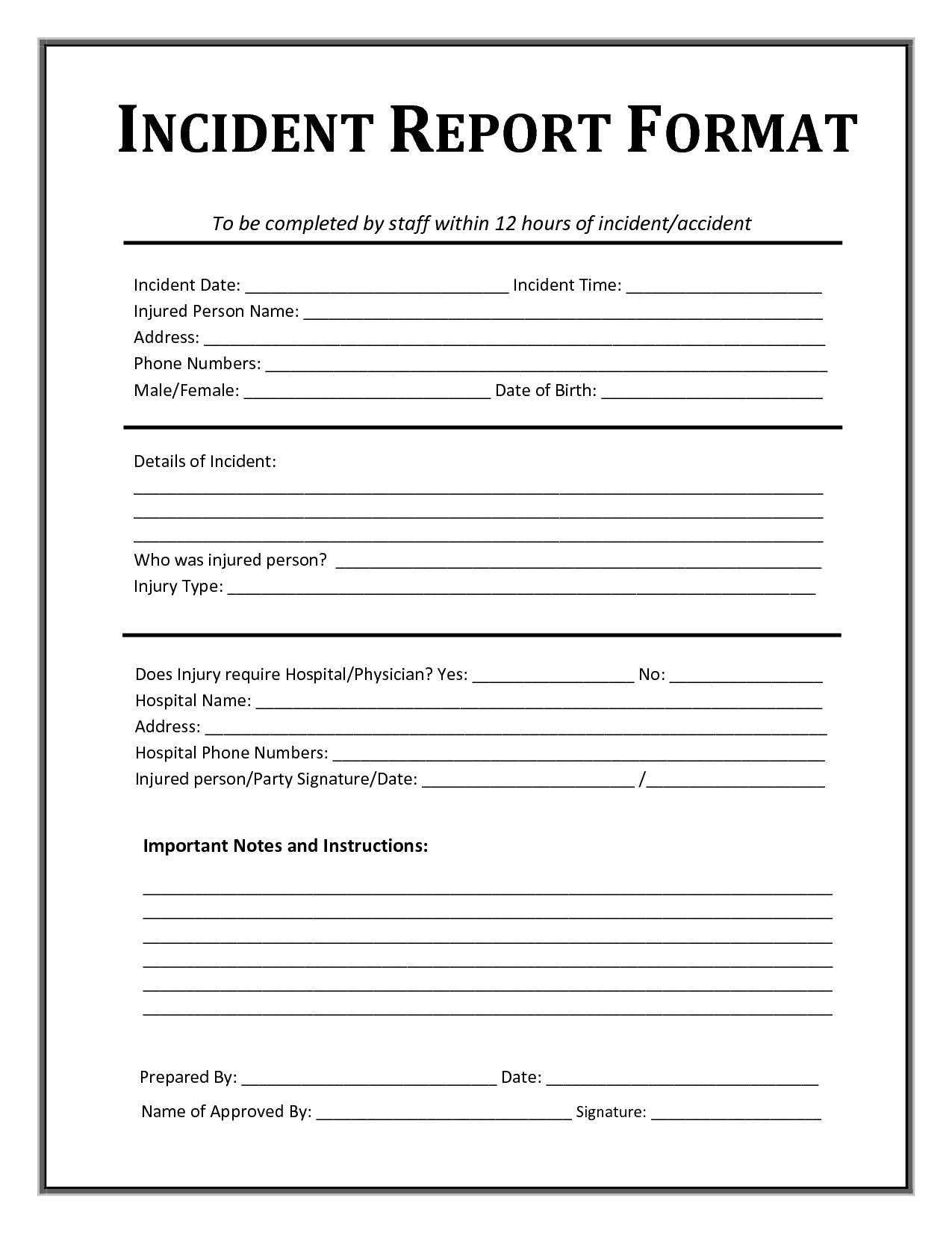 Incident Report Template | Incident Report, Incident Report Pertaining To Customer Incident Report Form Template