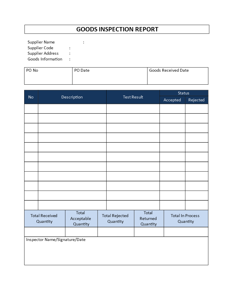 Incoming Goods Inspection Report Download This Incoming For Part 