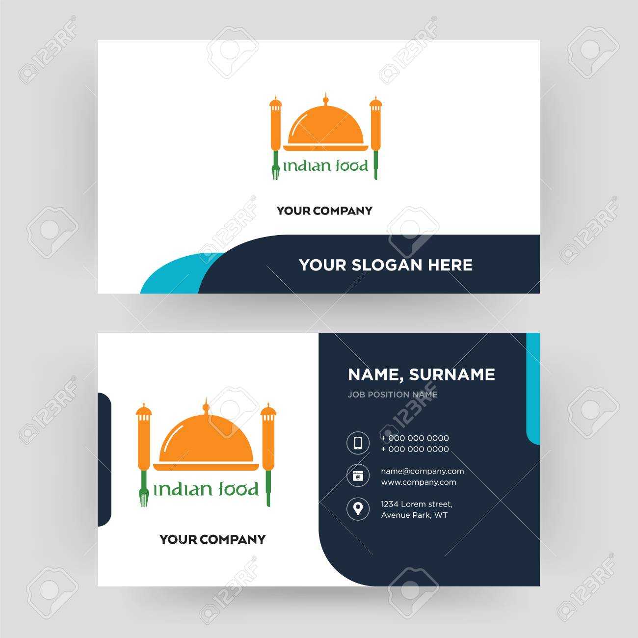 Indian Food, Business Card Design Template, Visiting For Your.. Within Food Business Cards Templates Free