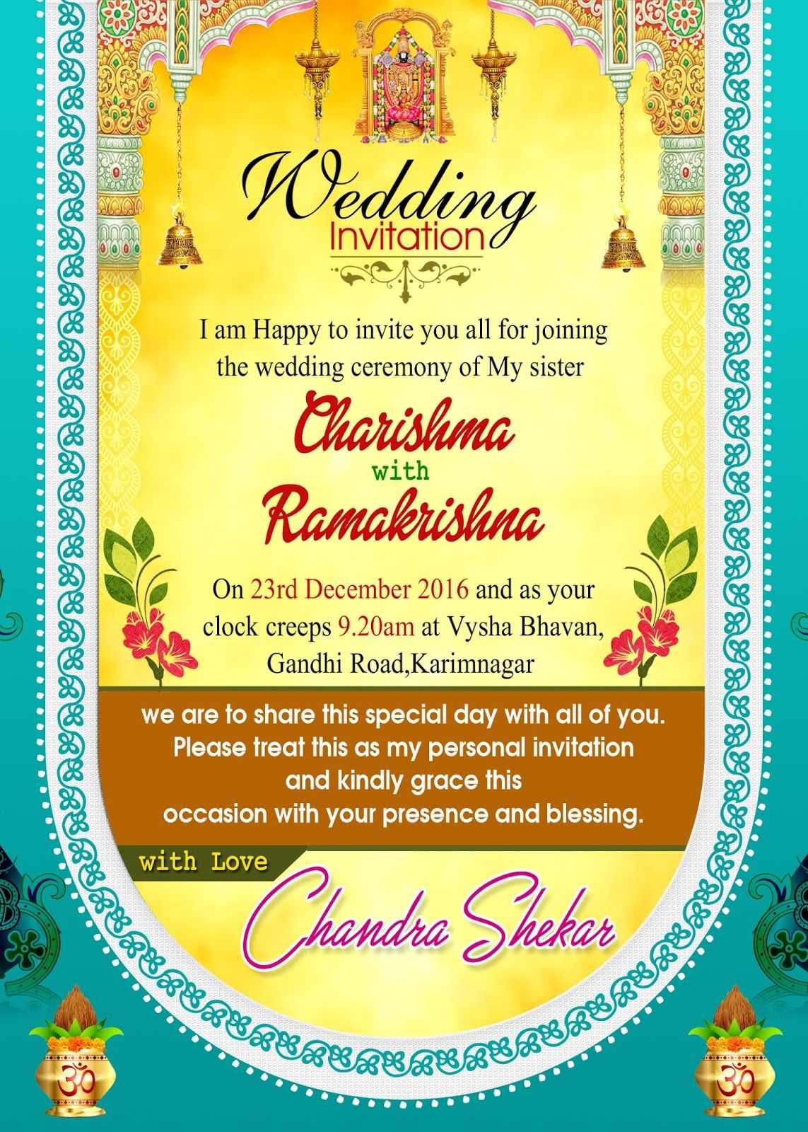 Indian Wedding Invitation Wordings Psd Template Free For With Indian Wedding Cards Design Templates
