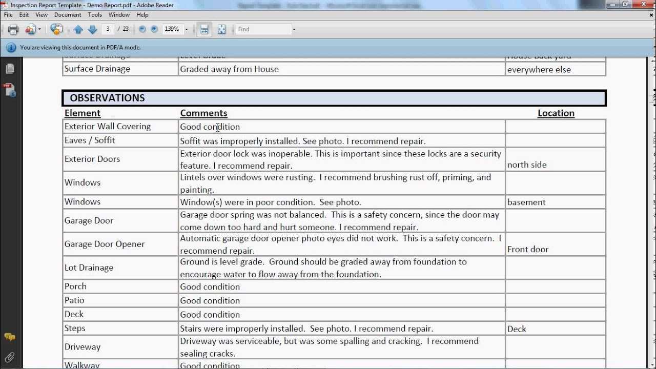 Inspection Report Template – Final Report – Youtube With Regard To Drainage Report Template