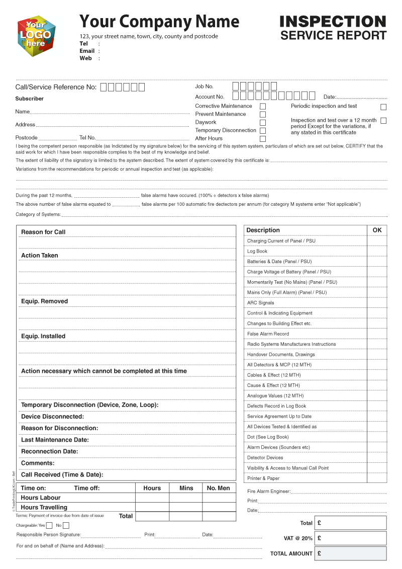 Inspection Service Report Template Artwork For Ncr Printed Inside Ncr Report Template
