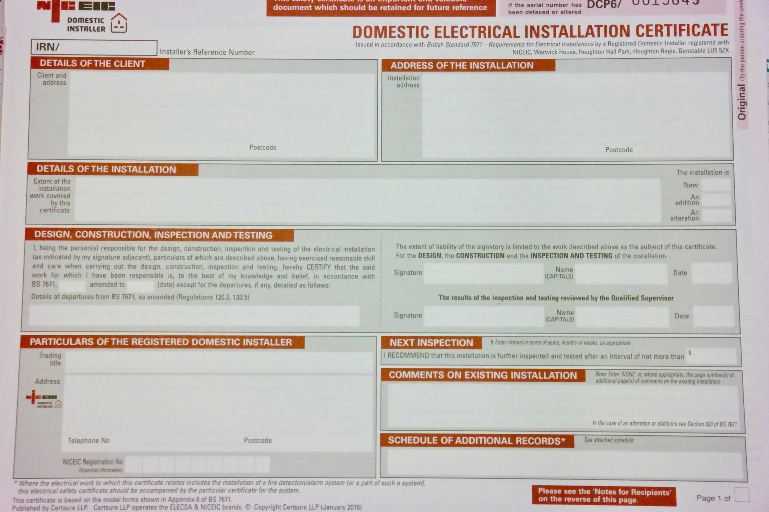 Inspections, Certification & Testing – Auber Electrical Inside Electrical Minor Works Certificate Template