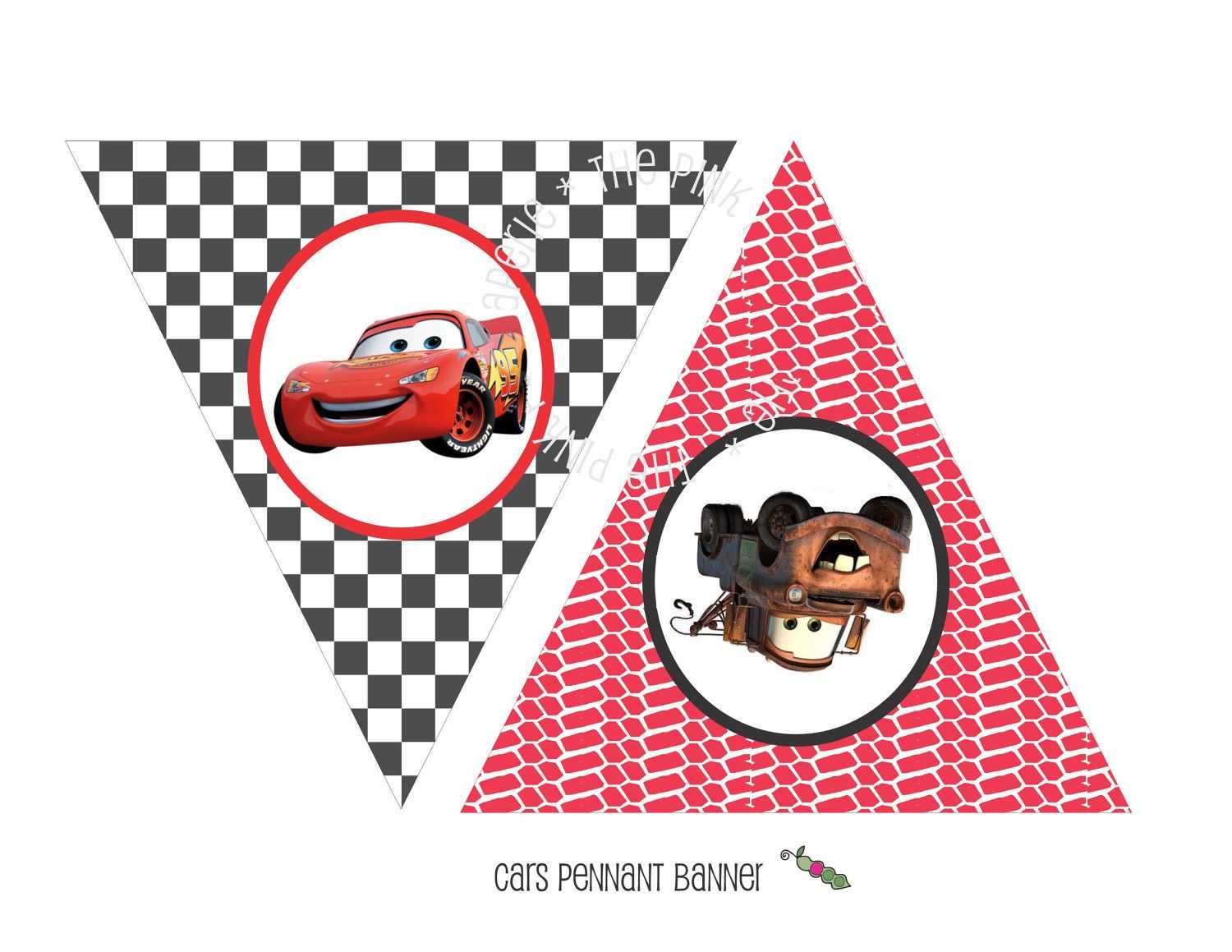 Instant Download - Printable Cars Themed Happy Birthday In Cars Birthday Banner Template
