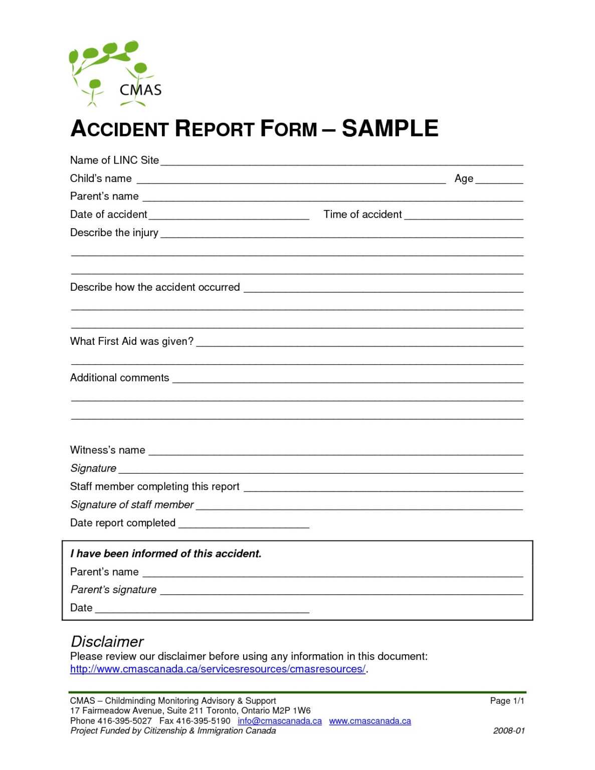 Insurance Incident Report Template