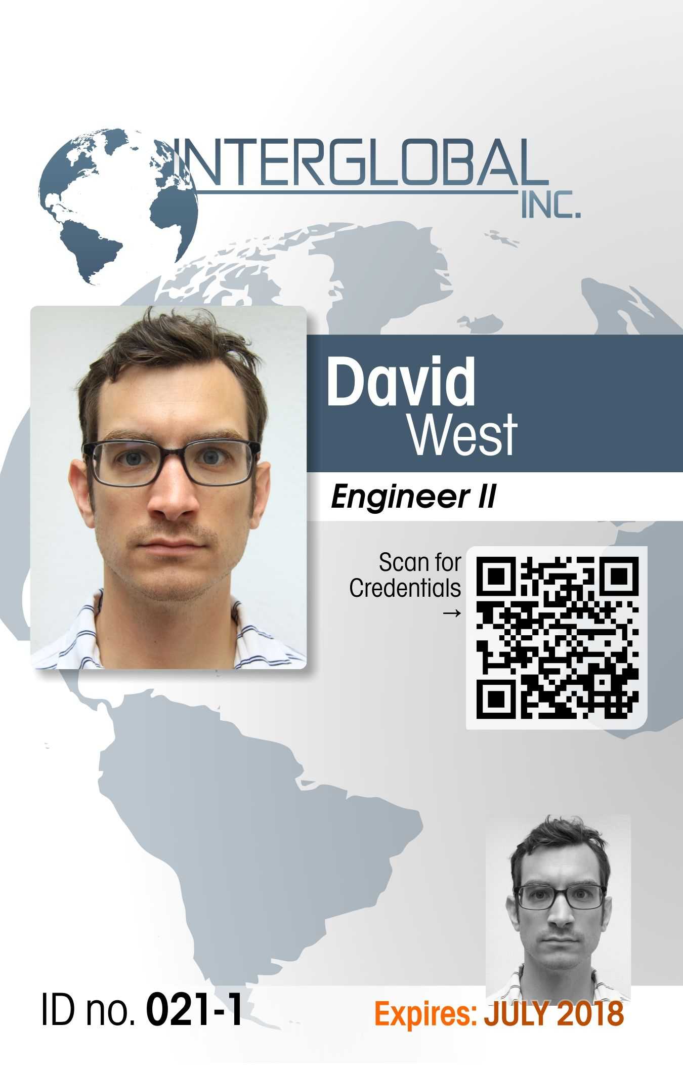 Interglobal Portrait Id Card With Qr Code Credential With Portrait Id Card Template