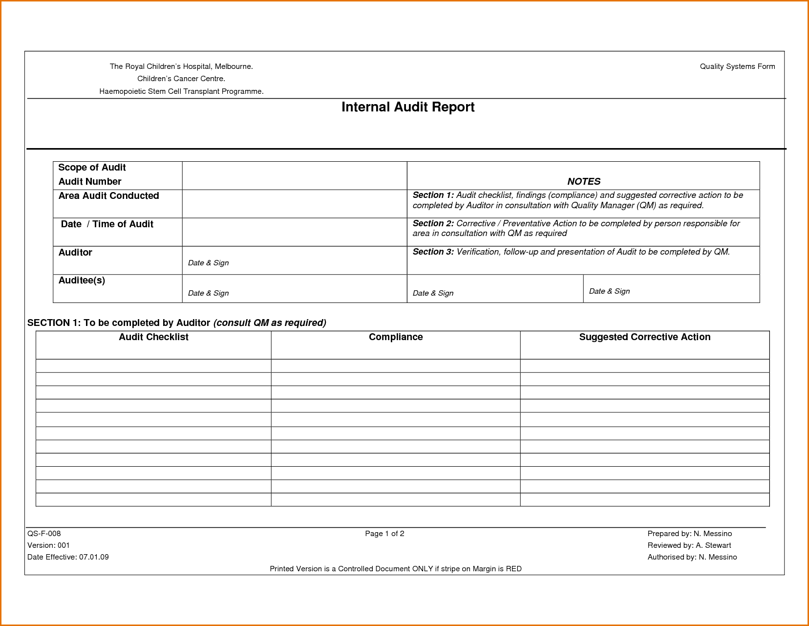 Internal Audit Report Template Word | 123 | Internal Audit Inside It Audit Report Template Word