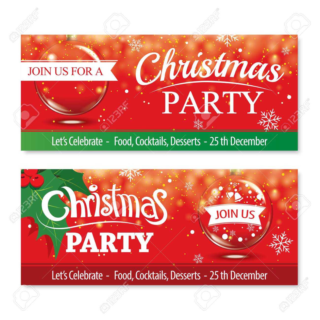 Invitation Merry Christmas Banner And Card Design Template.glass.. Within Merry Christmas Banner Template