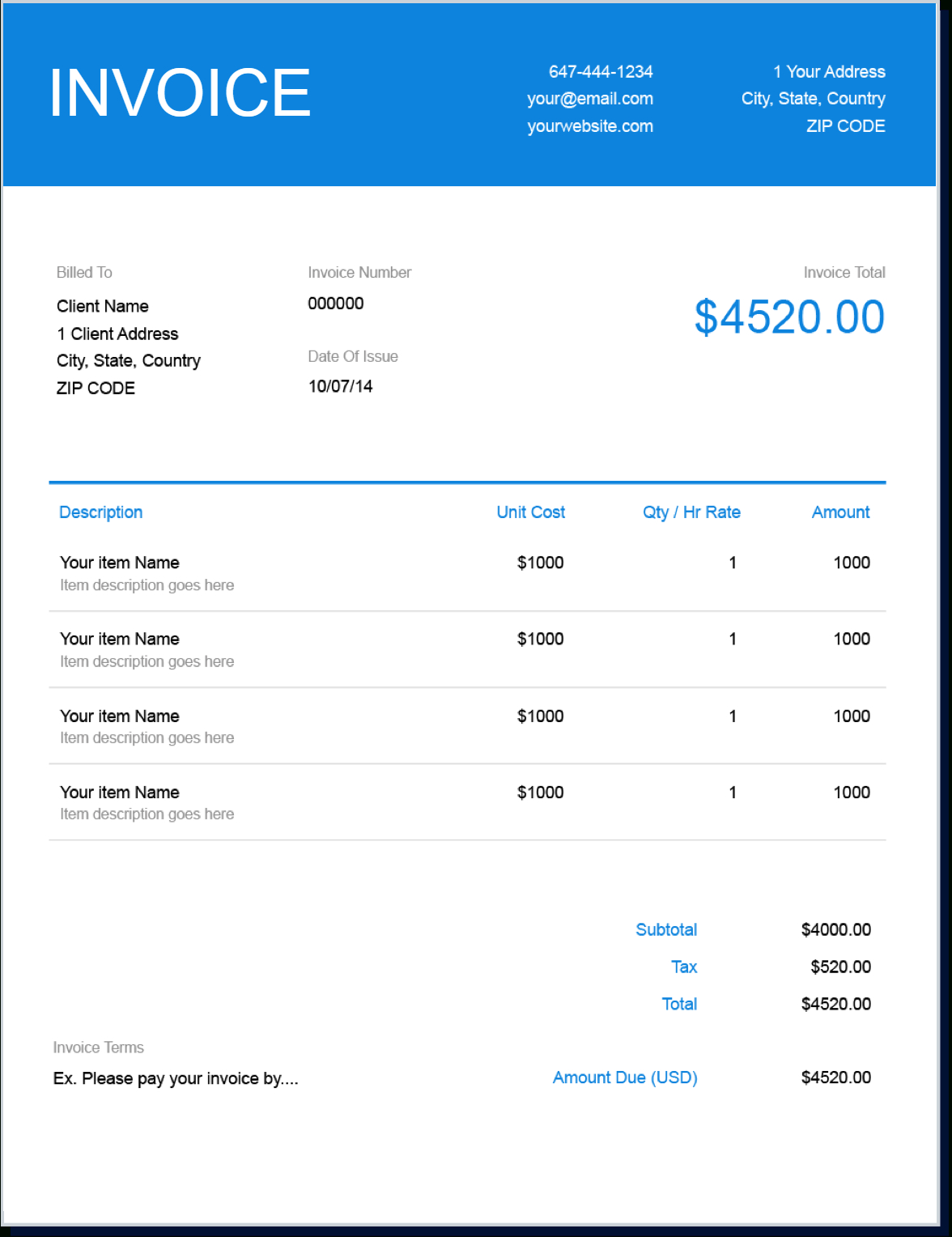 Invoice Template | Create And Send Free Invoices Instantly Pertaining To Free Invoice Template Word Mac