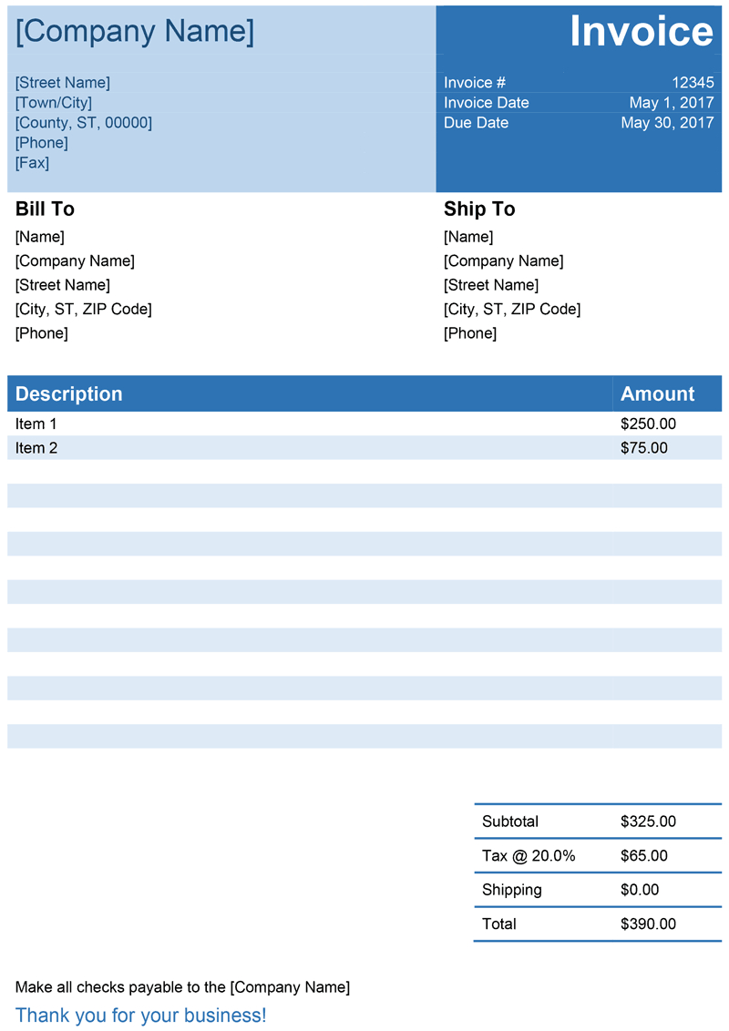 Invoice Template For Word - Free Simple Invoice Within Free Downloadable Invoice Template For Word