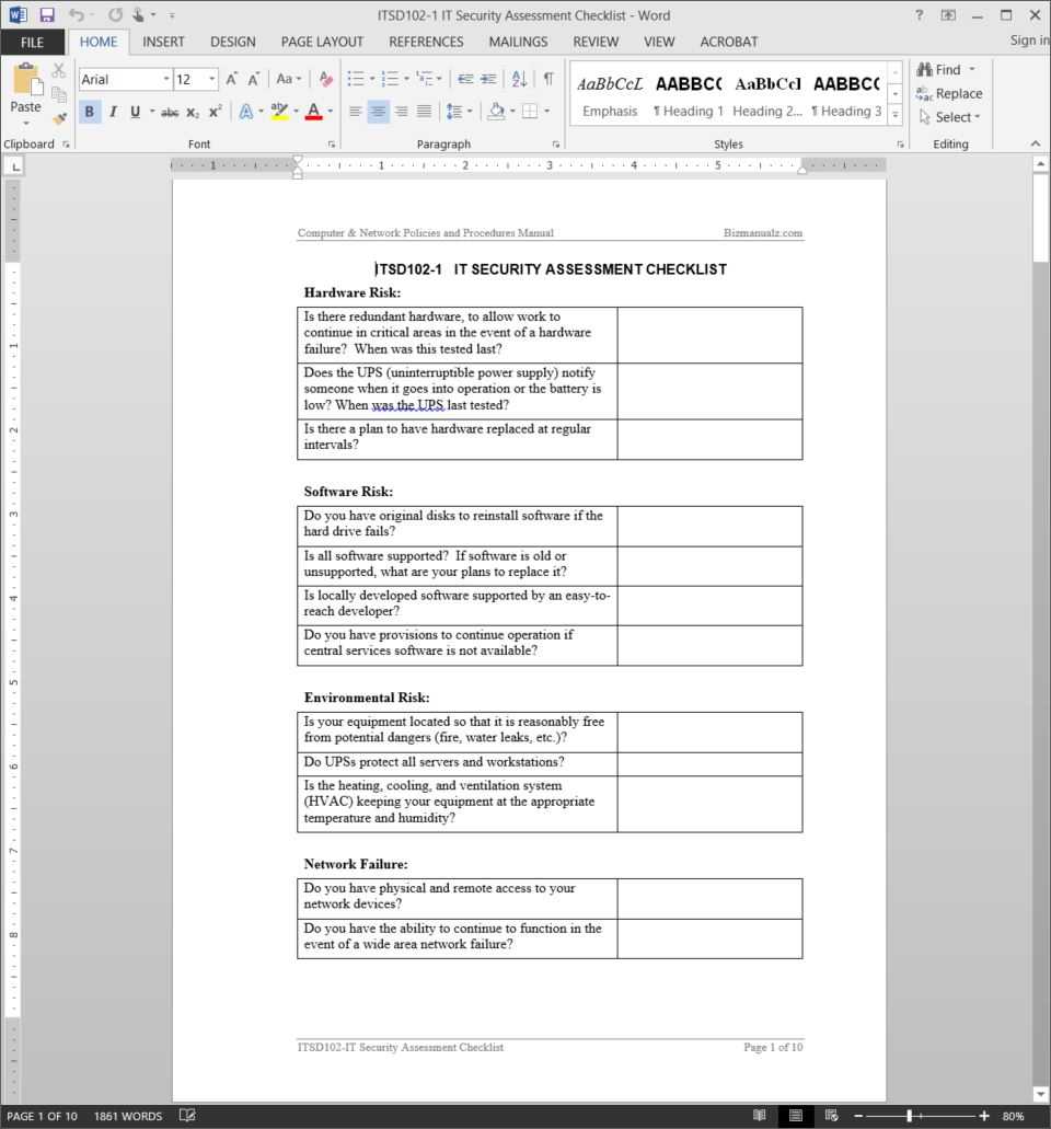 It Security Assessment Checklist Template | Itsd102 1 With Regard To Information Security Report Template