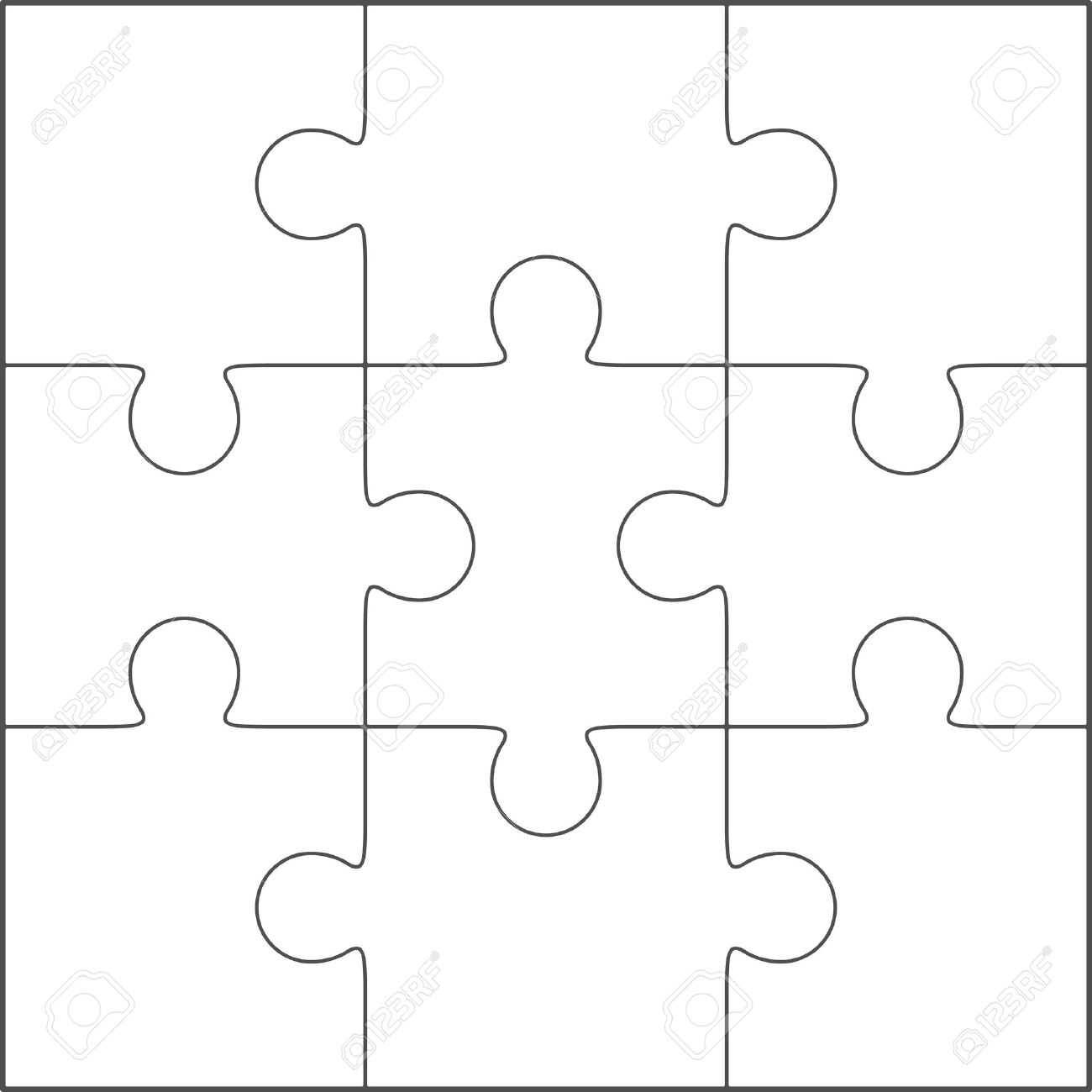 Jigsaw Puzzle Vector, Blank Simple Template 3X3 Inside Blank Jigsaw Piece Template