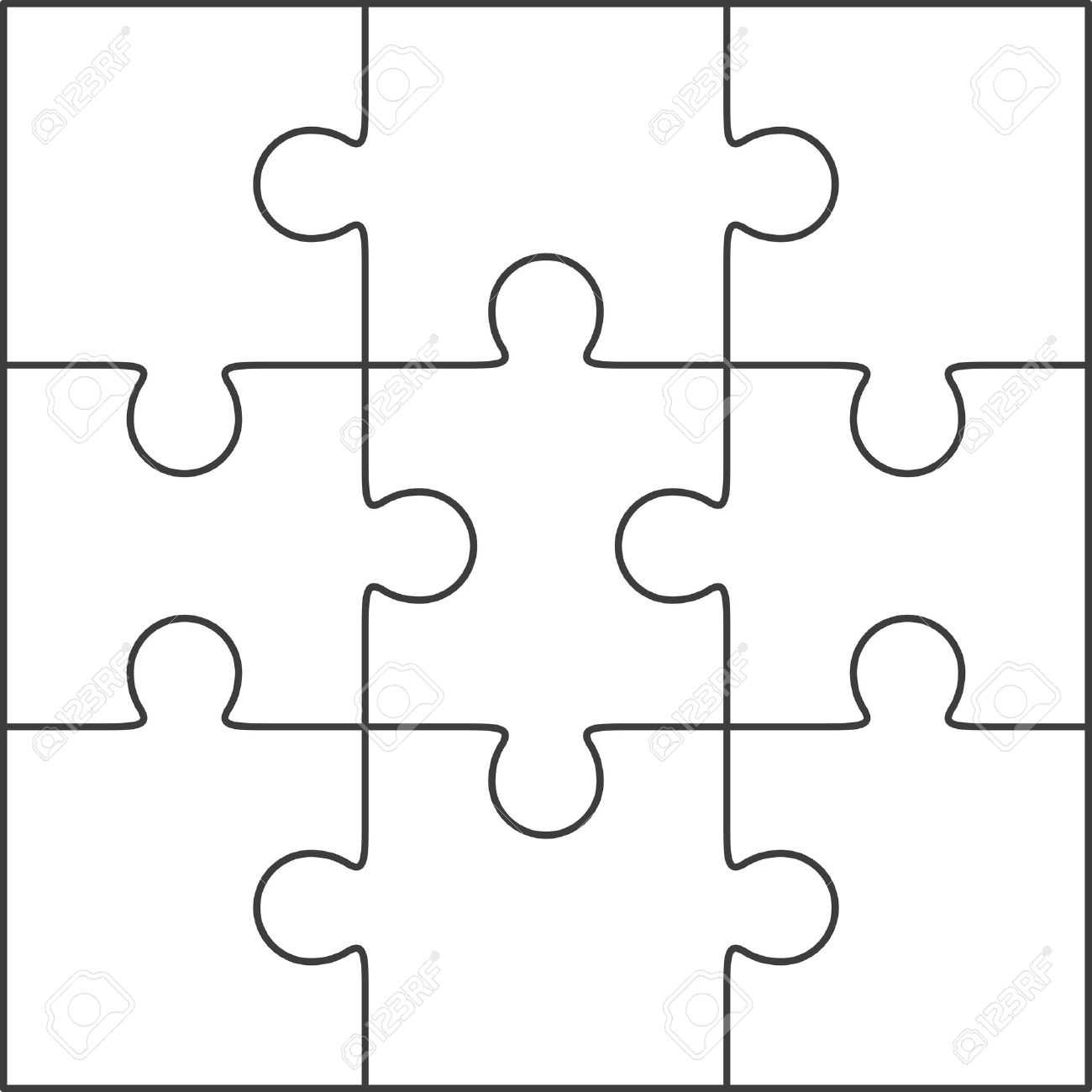 Jigsaw Puzzle Vector, Blank Simple Template 3X3 With Regard To Blank Jigsaw Piece Template