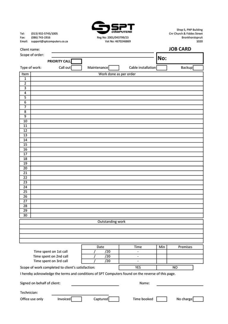Job Card Template.xlsx Colourtech Design & Print For Sample Job Cards
