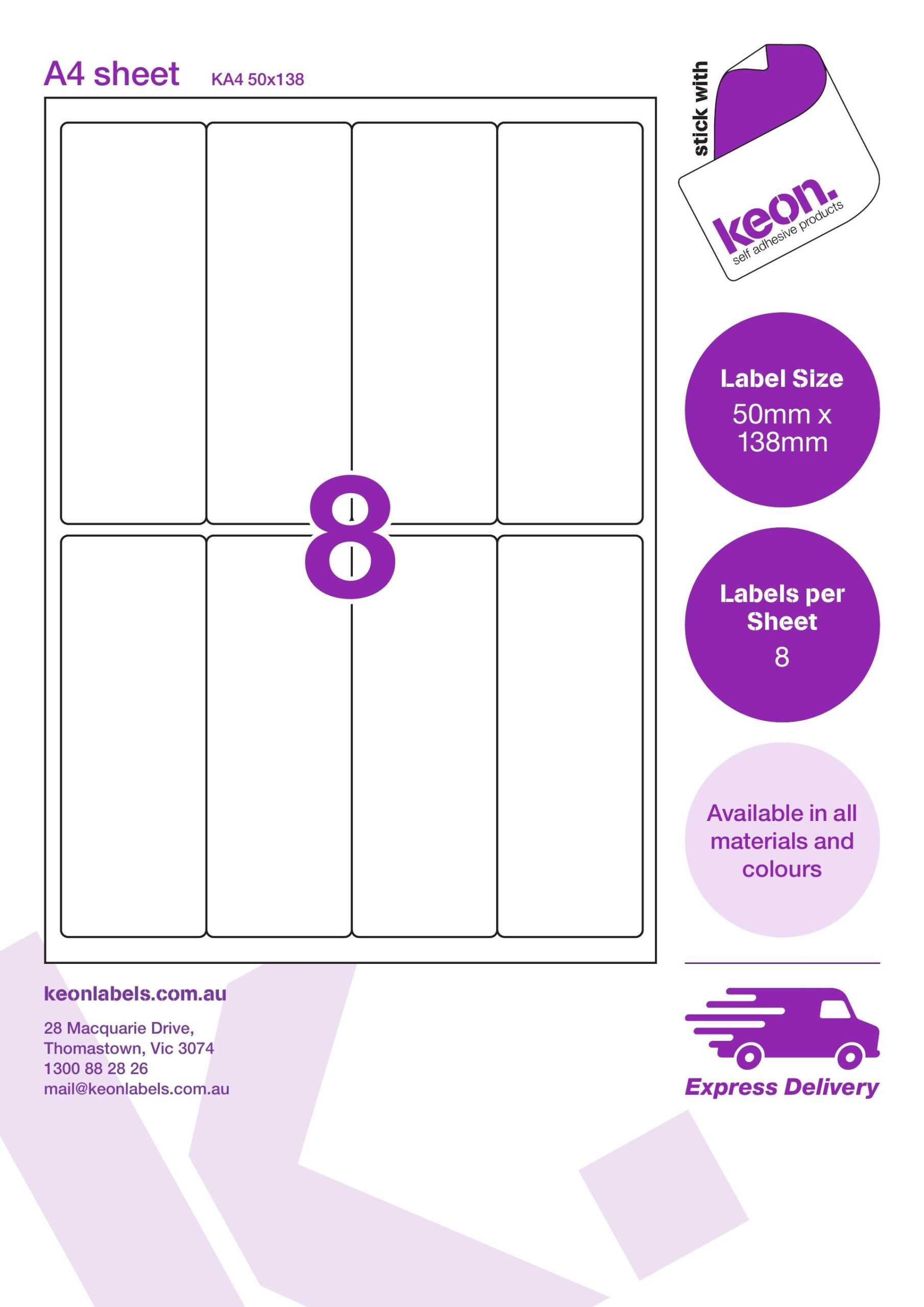 Ka4 50 X 138 R213 With Regard To Labels 8 Per Sheet Template Word