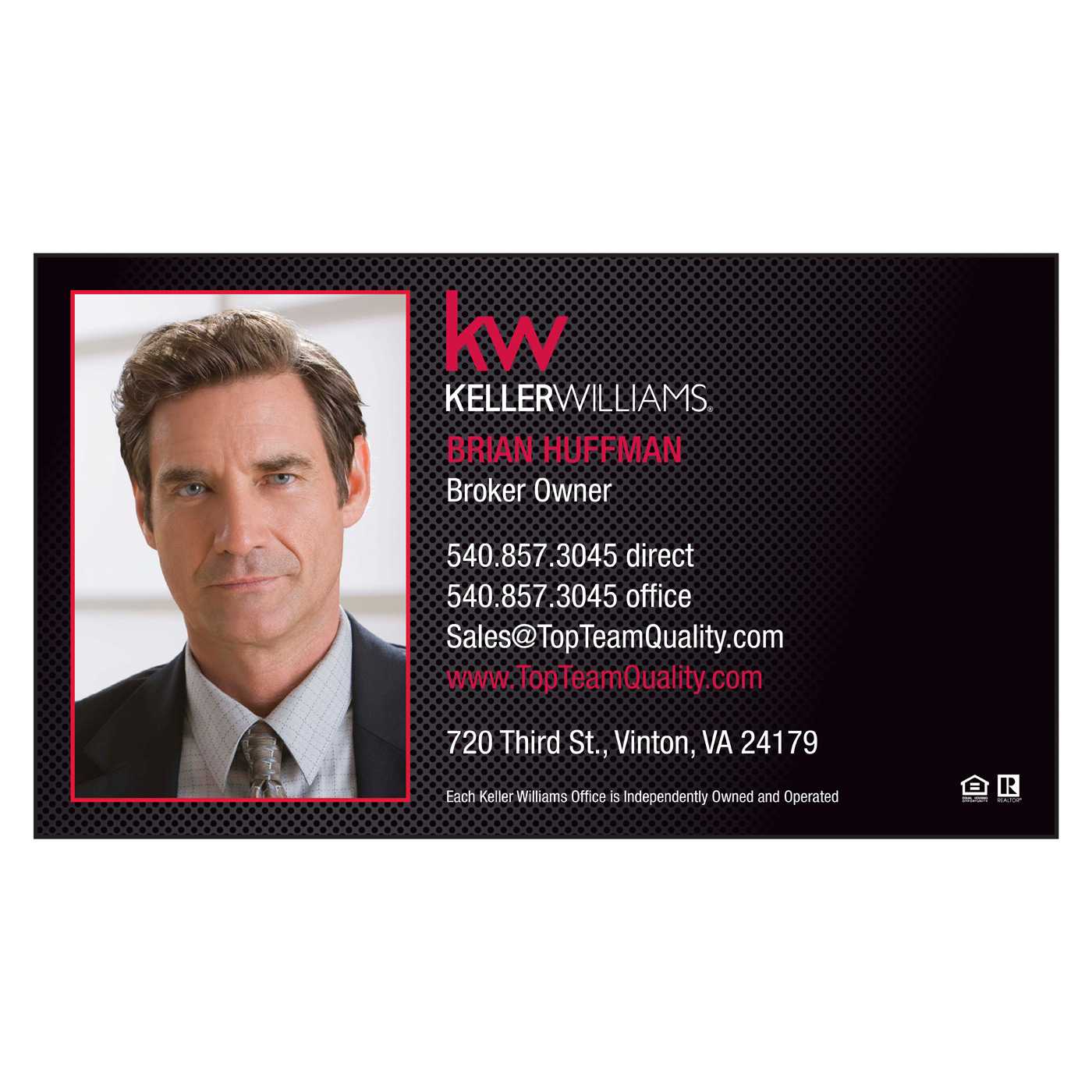 Keller Williams Halftone Business Card – Short Office Name Throughout Keller Williams Business Card Templates