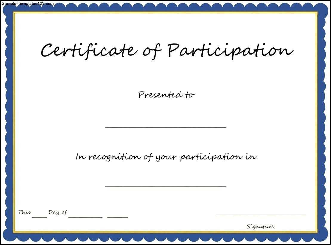 Key Components To Include On Certificate Of Participation Intended For Templates For Certificates Of Participation