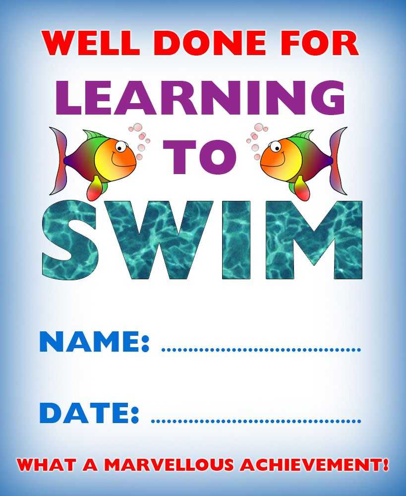 Kids Certificate For Learning To Swim | Learn To Swim, Swim Inside Swimming Certificate Templates Free