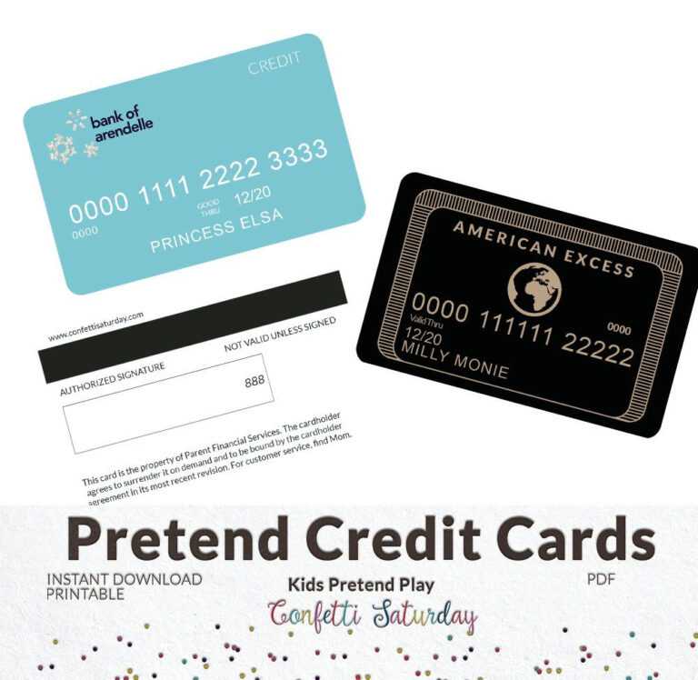 Credit Card Template For Kids