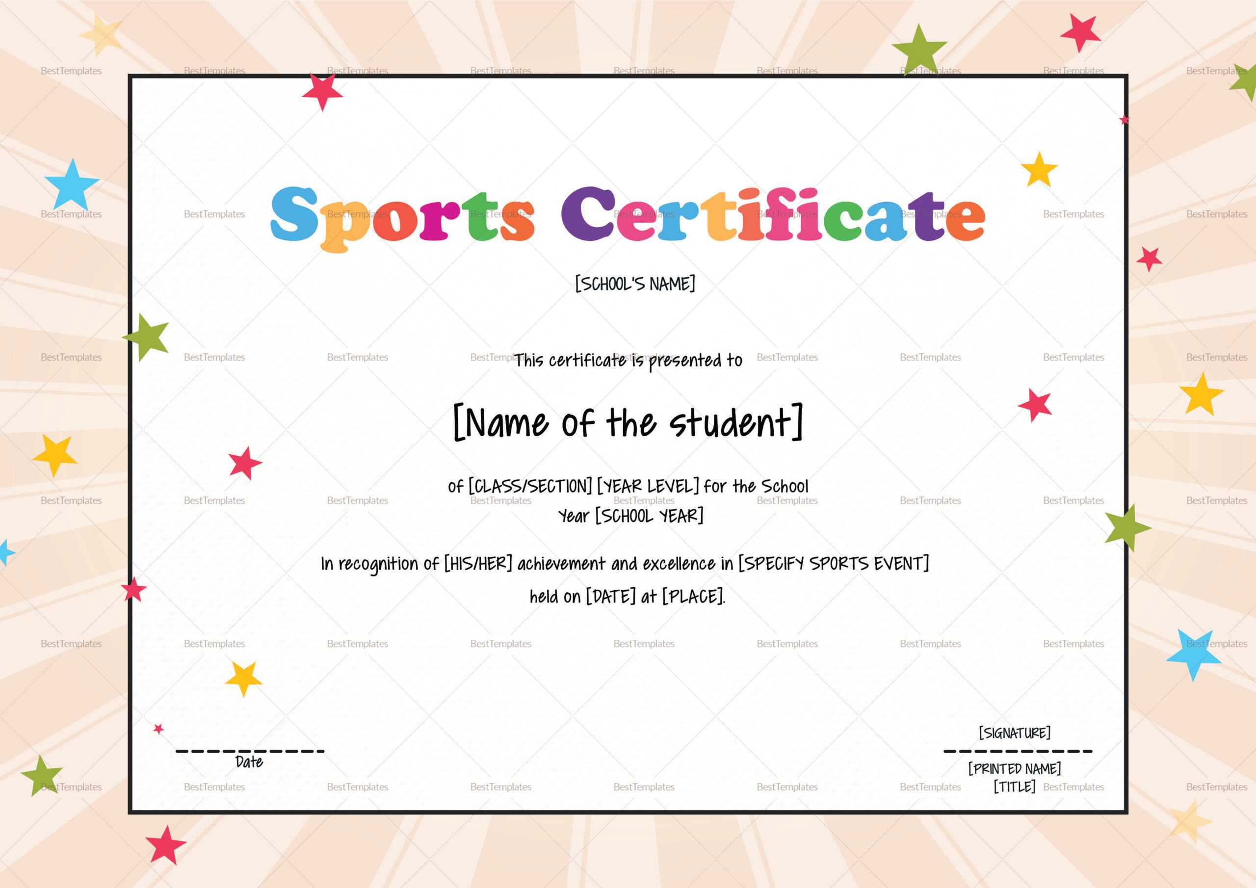 Kids Sports Certificate Template In Children's Certificate Template