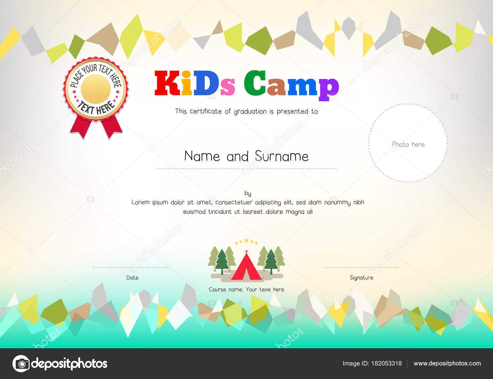 Kids Summer Camp Diploma Or Certificate Template Award Throughout Summer Camp Certificate Template