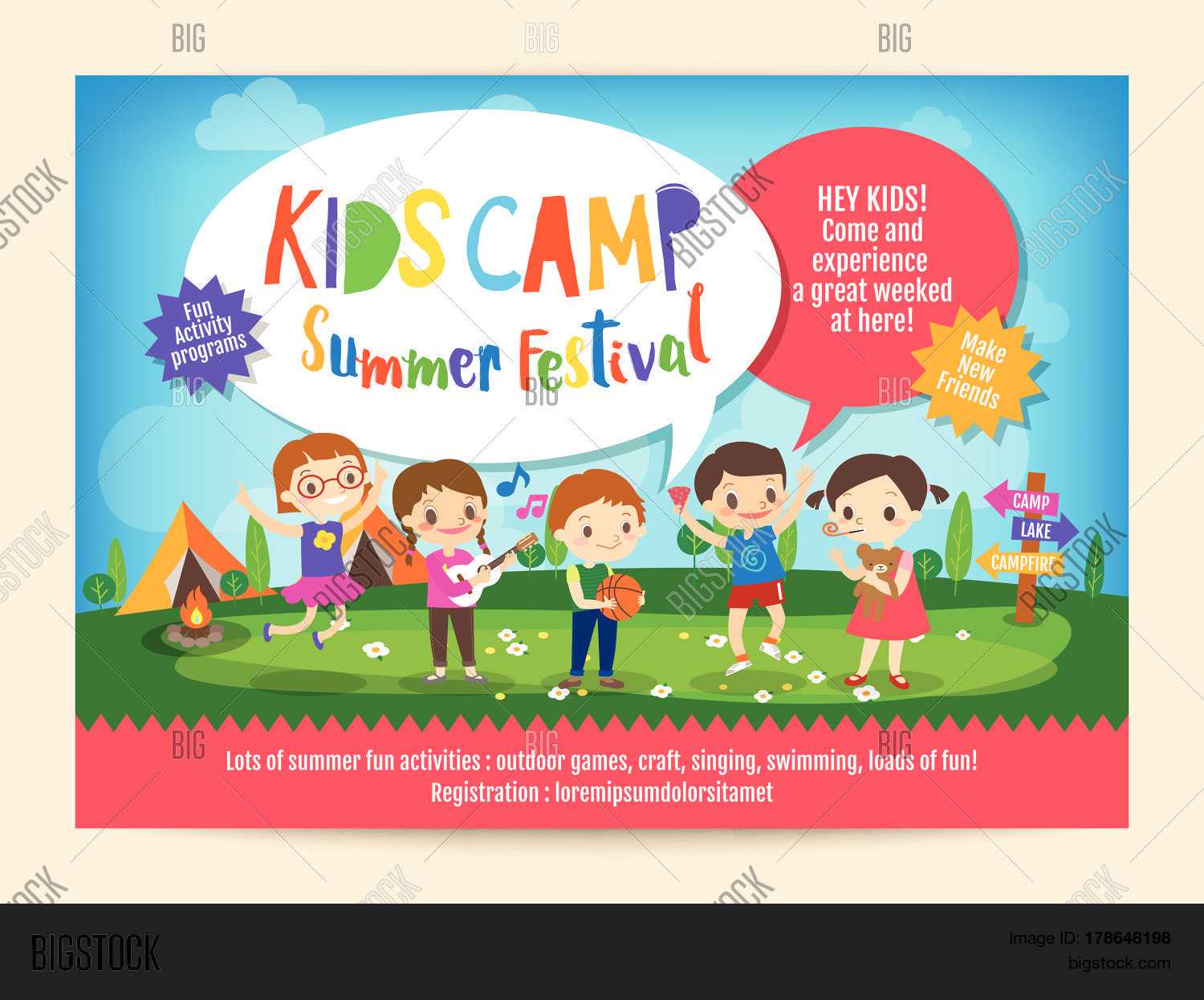 Kids Summer Camp Vector & Photo (Free Trial) | Bigstock Within Summer Camp Brochure Template Free Download