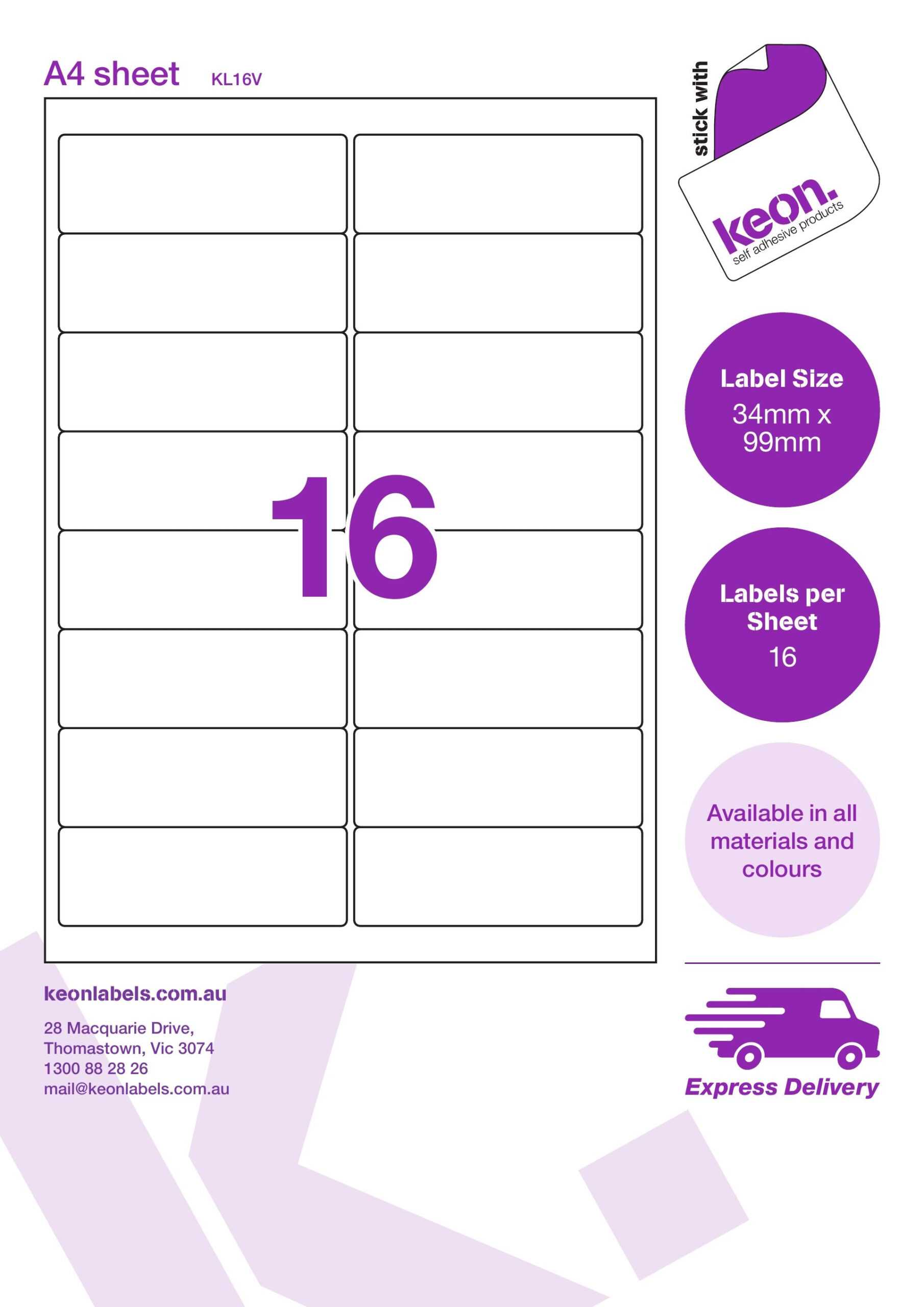 Kl16V 34 X 99 R67 Regarding Word Label Template 16 Per Sheet A4