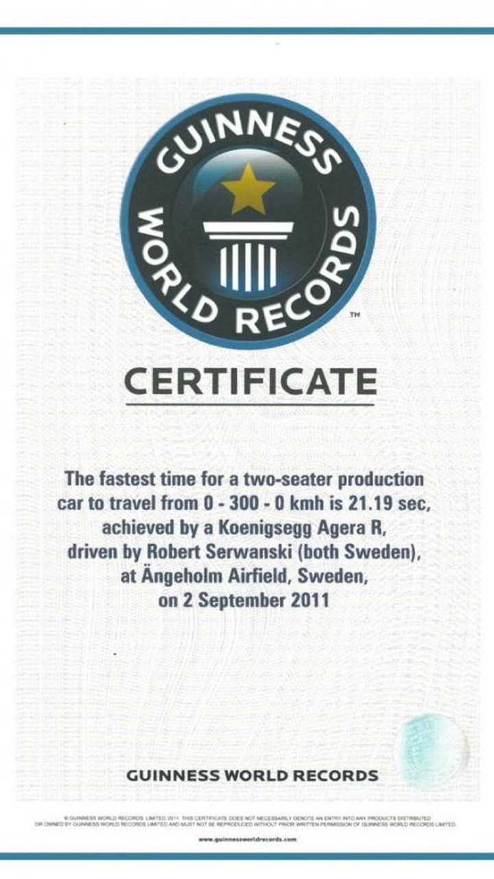 Koenigsegg Agera R Guiness World Record Certificate 30.11 Throughout Guinness World Record Certificate Template