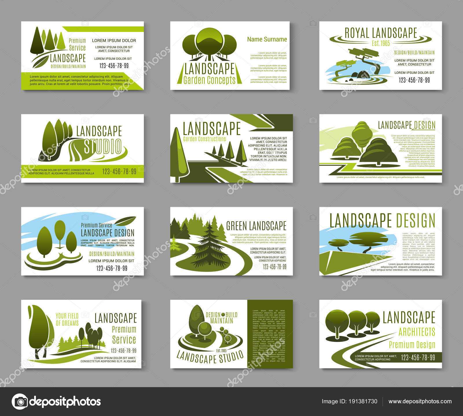 Landscape Design Business Cards | Landscape Design Studio With Gardening Business Cards Templates