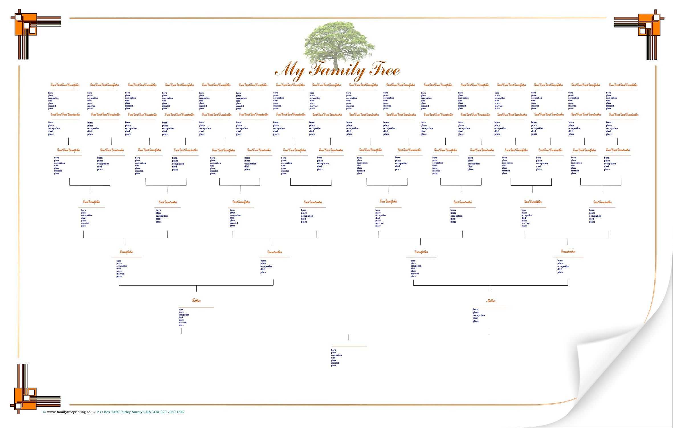 Large Blank Family Tree Chart | Family Tree Chart, Blank With Blank Tree Diagram Template