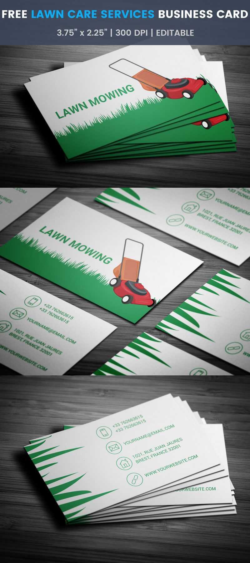 Lawn Care Services Business Card - Full Preview | Free Inside Lawn Care Business Cards Templates Free