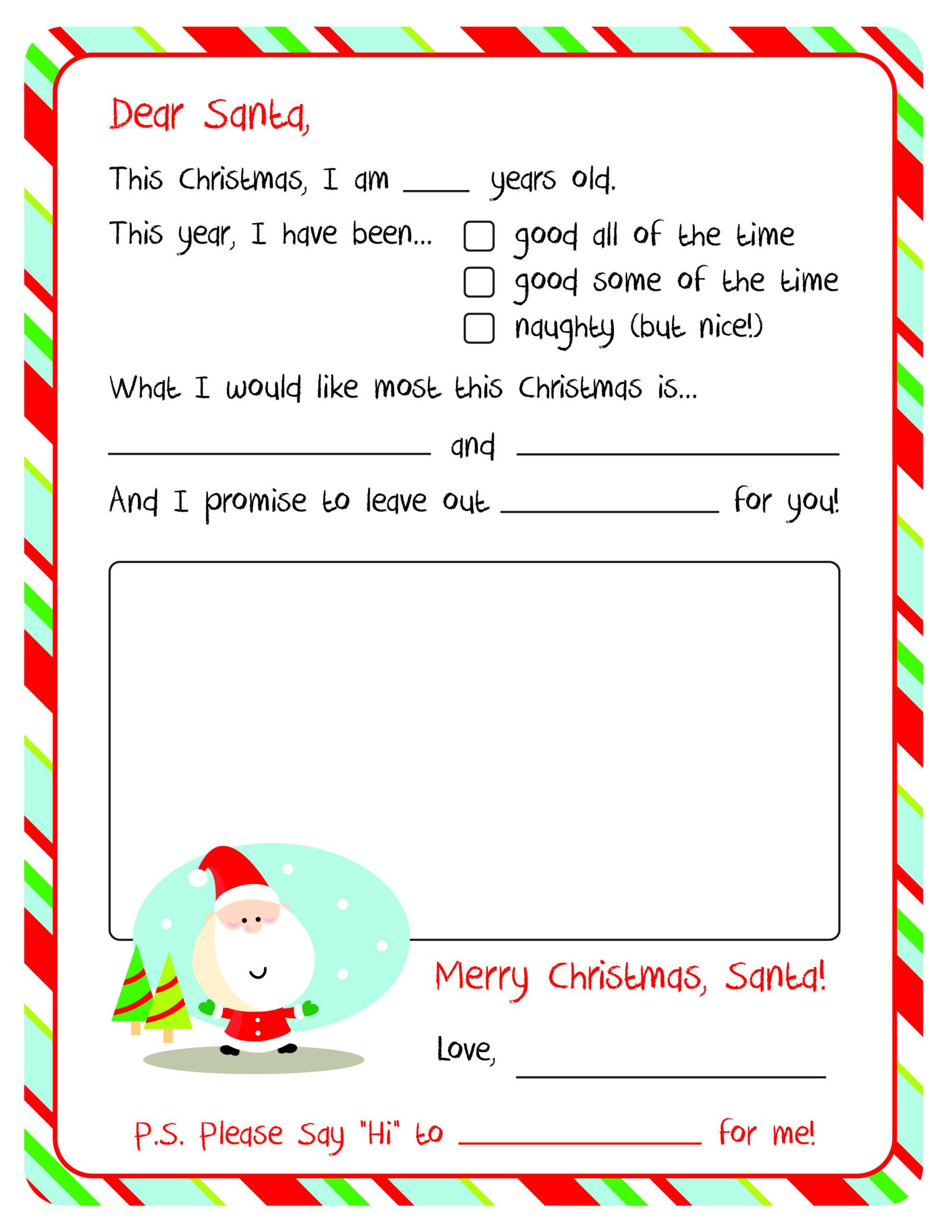 Letter To Santa – Free Printable Within Letter From Santa Template Word