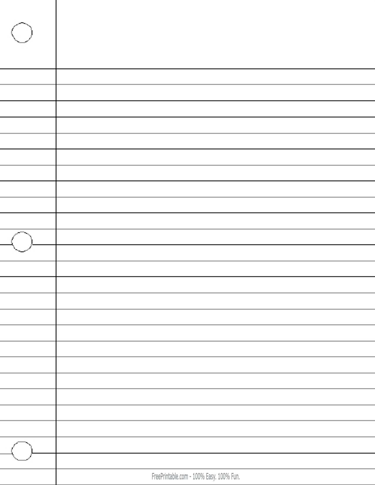 Notebook Paper Template For Word