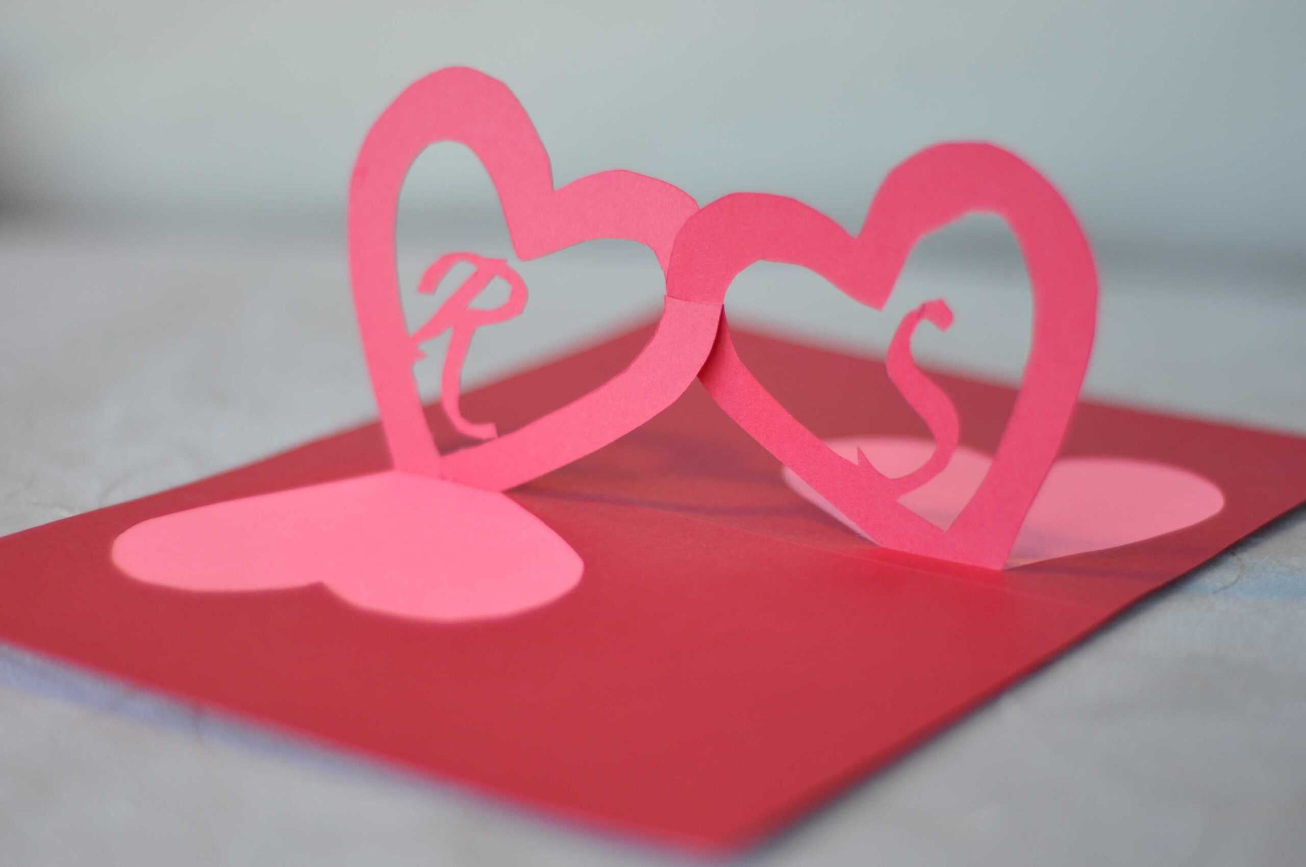 Linked Hearts Pop Up Card Template With Pop Out Heart Card Template