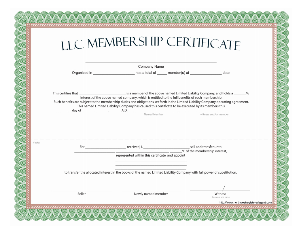 Llc Membership Certificate – Free Template In Share Certificate Template Companies House