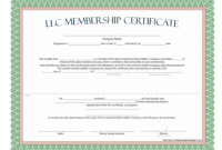 Llc Membership Certificate - Free Template pertaining to Ownership Certificate Template