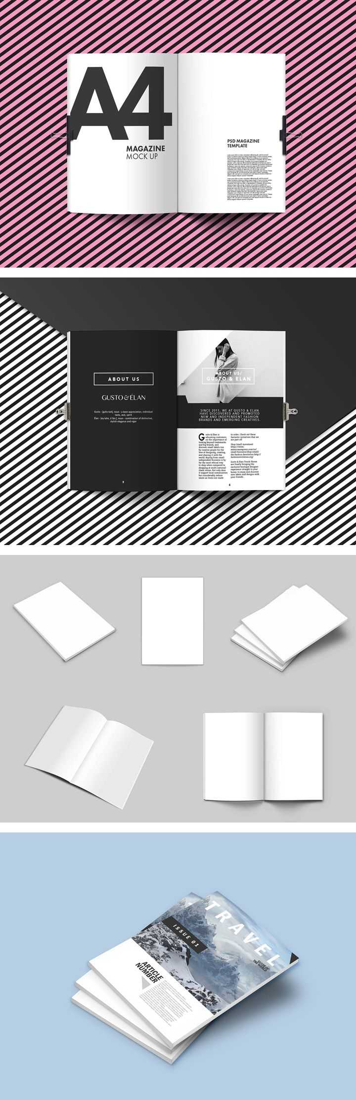 Magazine Mockups | Free: Design Elements In Blank Magazine Template Psd