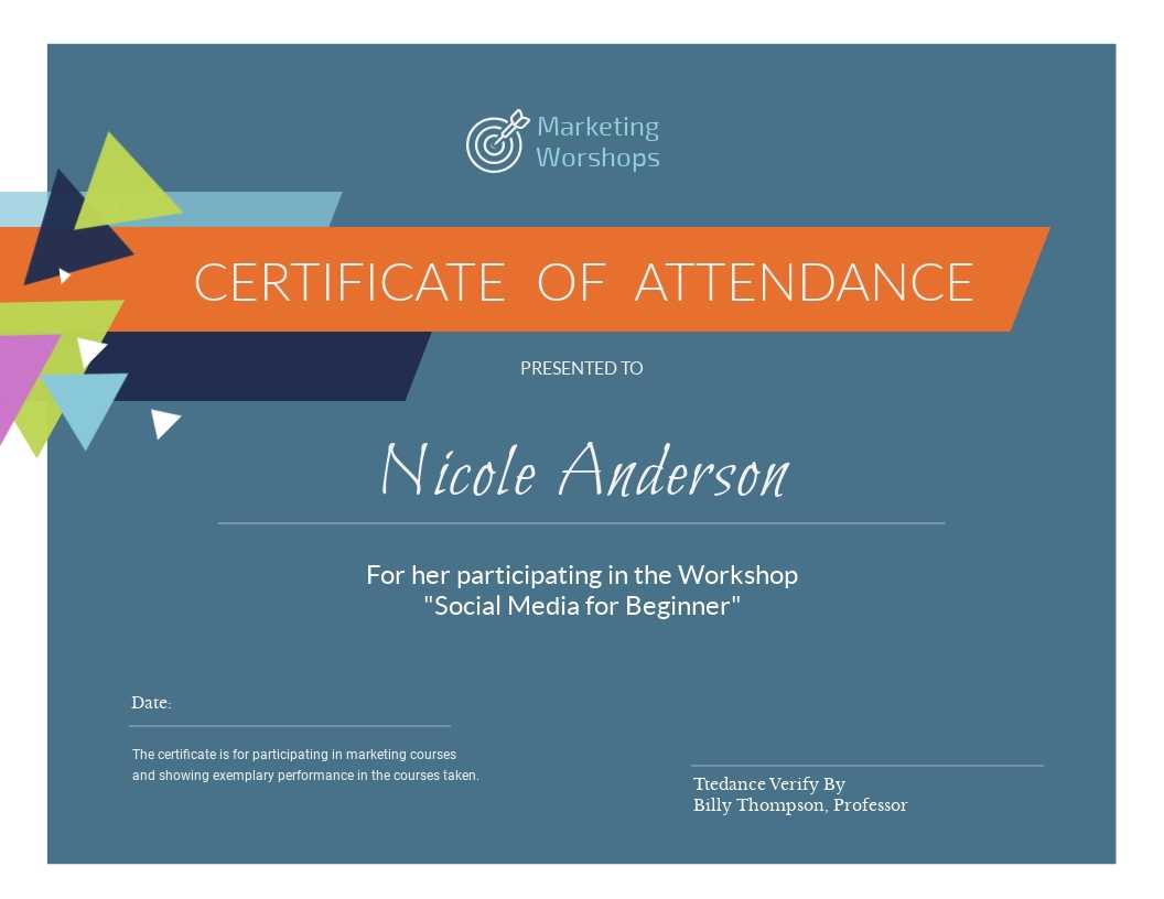 Marketing Workshop – Certificate Template – Visme Within Workshop Certificate Template