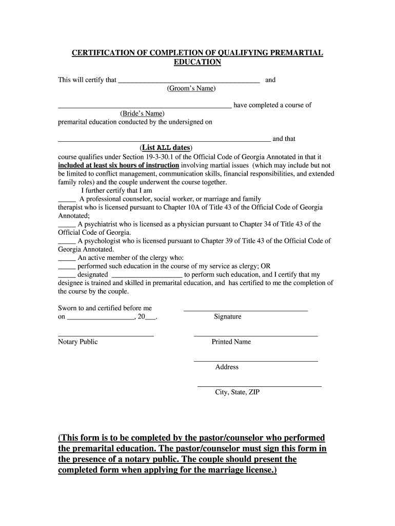 Marriage Counseling Certificate Template - Fill Online With Premarital Counseling Certificate Of Completion Template